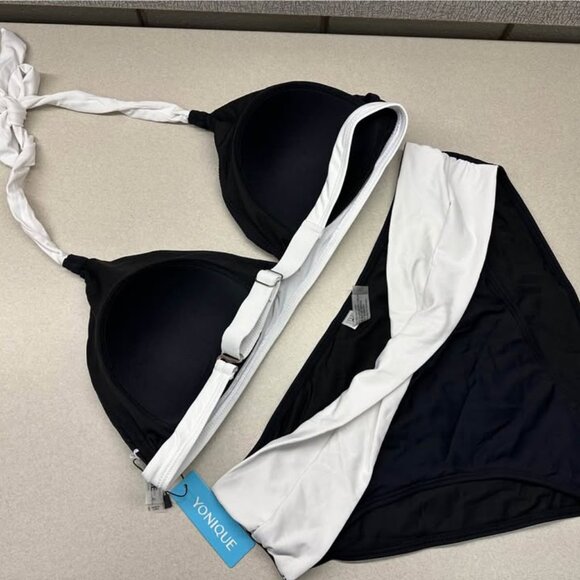 NWT Yonique Women Two Piece Bathing Suit Push Up Bikini Set Halter Swimsuit XL - Picture 2 of 9